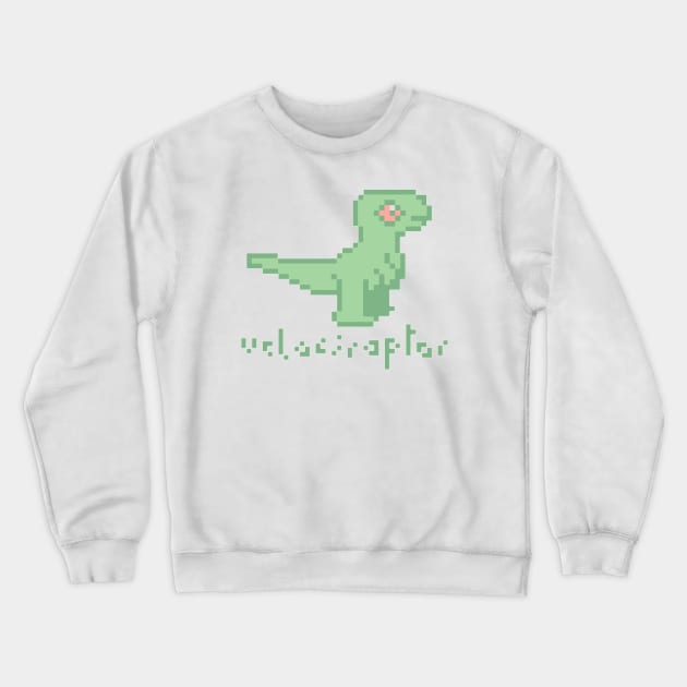 Pixel Art Velociraptor Crewneck Sweatshirt by Trijucre